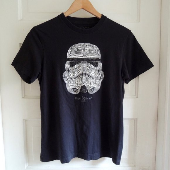 Marc Ecko Rare Black & White Beaded Star Wars Stormtrooper Tee S - Picture 1 of 6